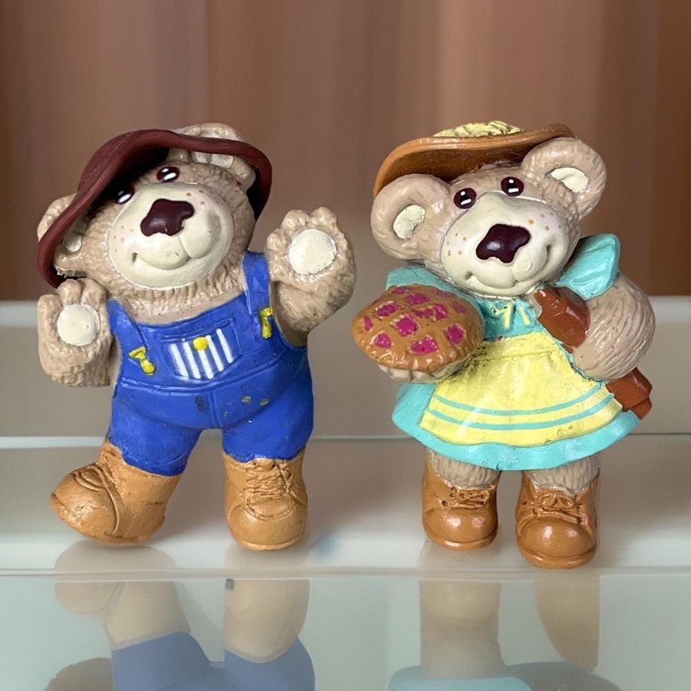 1986 Furskins Bears Figures Figurines BUBBA Potato Farmer HATTIE Pie Baker Mini